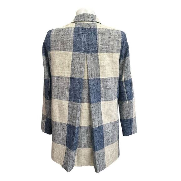 J. McLaughlin Womens Blue Beige Check Tweed Blazer Coat Size XS Pockets Lined - Picture 7 of 10